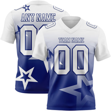 Custom White-Royal Authentic Gradient Style Twinkle Star Football Jersey