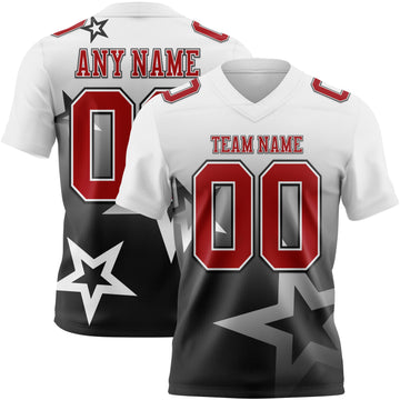 Custom White Red-Black Authentic Gradient Style Twinkle Star Football Jersey