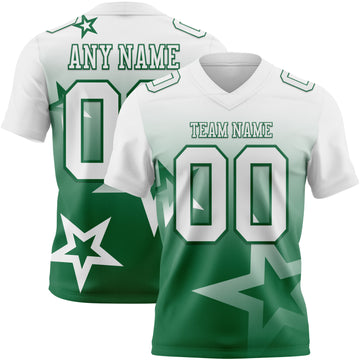 Custom White-Kelly Green Authentic Gradient Style Twinkle Star Football Jersey