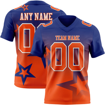 Custom Royal Orange-White Authentic Gradient Style Twinkle Star Football Jersey