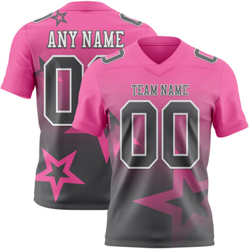 Custom Pink Steel Gray-White Authentic Gradient Style Twinkle Star Football Jersey