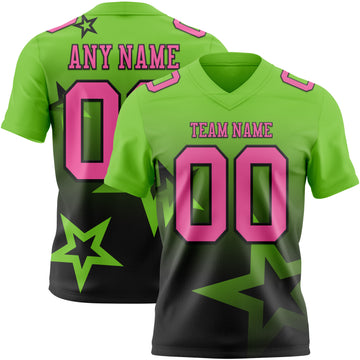 Custom Neon Green Pink-Black Authentic Gradient Style Twinkle Star Football Jersey