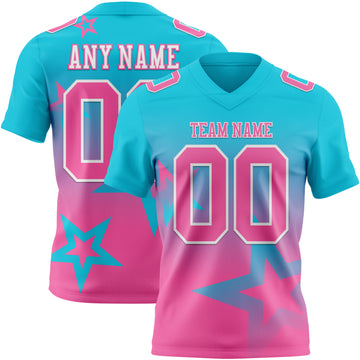 Custom Lakes Blue Pink-White Authentic Gradient Style Twinkle Star Football Jersey