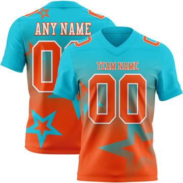 Custom Lakes Blue Orange-White Authentic Gradient Style Twinkle Star Football Jersey