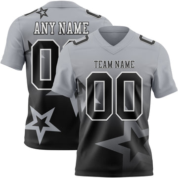 Custom Gray Black-White Authentic Gradient Style Twinkle Star Football Jersey