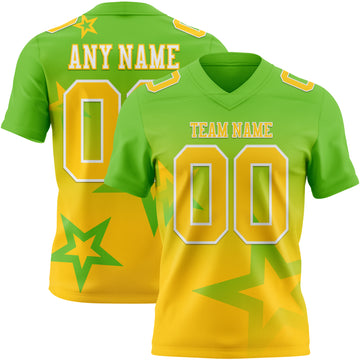 Custom Aurora Green Yellow-White Authentic Gradient Style Twinkle Star Football Jersey