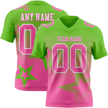 Custom Aurora Green Pink-White Authentic Gradient Style Twinkle Star Football Jersey