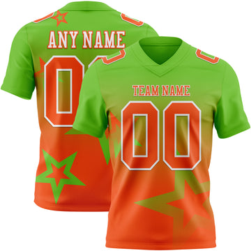 Custom Aurora Green Orange-White Authentic Gradient Style Twinkle Star Football Jersey