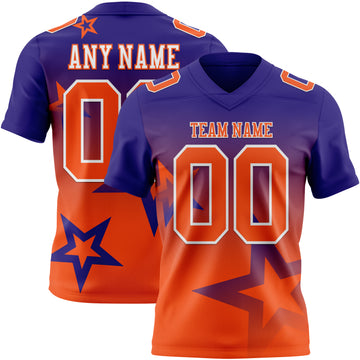 Custom Dark Purple Orange-White Authentic Gradient Style Twinkle Star Football Jersey