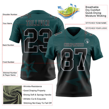 Custom Midnight Green Black-Gray Authentic Gradient Style Twinkle Star Football Jersey