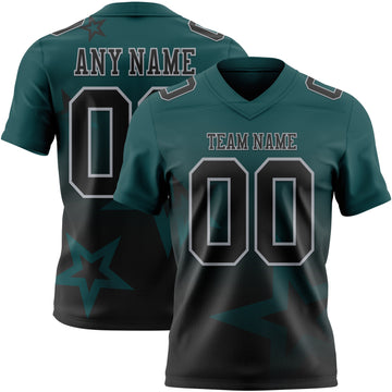 Custom Midnight Green Black-Gray Authentic Gradient Style Twinkle Star Football Jersey