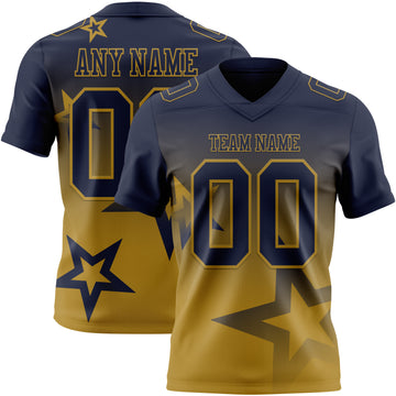 Custom Navy-Old Gold Authentic Gradient Style Twinkle Star Football Jersey