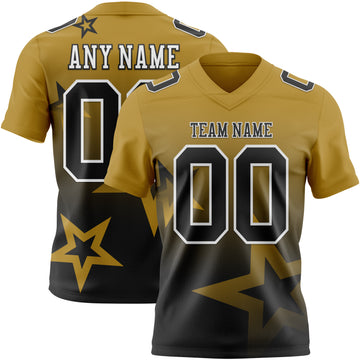 Custom Old Gold Black-White Authentic Gradient Style Twinkle Star Football Jersey