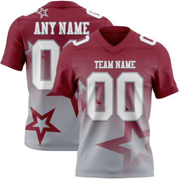 Custom Crimson White-Gray Authentic Gradient Style Twinkle Star Football Jersey