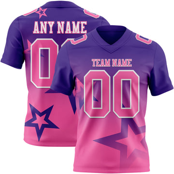 Custom Purple Pink-White Authentic Gradient Style Twinkle Star Football Jersey