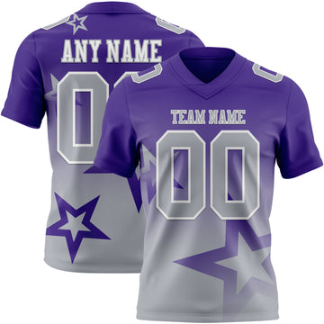 Custom Purple Gray-White Authentic Gradient Style Twinkle Star Football Jersey