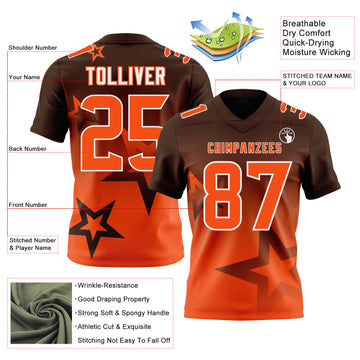 Custom Brown Orange-White Authentic Gradient Style Twinkle Star Football Jersey