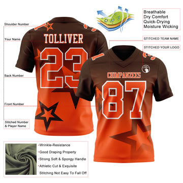 Custom Brown Orange-White Authentic Gradient Style Twinkle Star Football Jersey