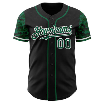 Custom Black Kelly Green-White Digital Camo Two Tone Authentic Baseball Jersey