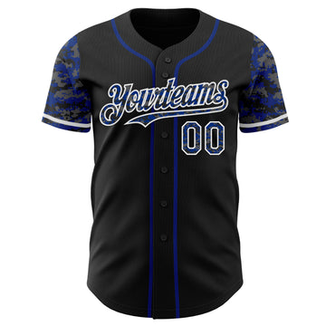 Custom Black Royal-White Digital Camo Two Tone Authentic Baseball Jersey