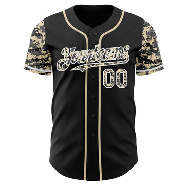 Custom Black Cream White-Steel Gray Digital Camo Two Tone Authentic Baseball Jersey