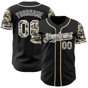 Custom Black Cream White-Steel Gray Digital Camo Two Tone Authentic Baseball Jersey