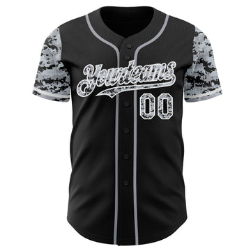 Custom Black Gray-White Digital Camo Two Tone Authentic Baseball Jersey