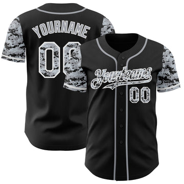 Custom Black Gray-White Digital Camo Two Tone Authentic Baseball Jersey
