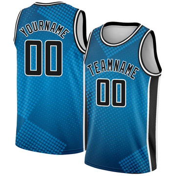 Custom Blue Black-White Halftone Authentic City Edition Basketball Jersey