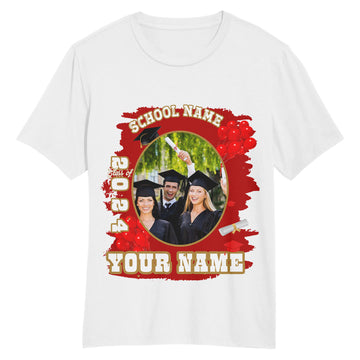 Custom White Old Gold 3D Graduation Performance T-Shirt