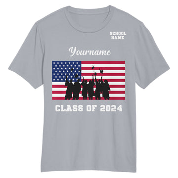 Custom Gray White 3D Graduation Performance T-Shirt