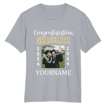 Custom Gray White 3D Graduation Performance T-Shirt