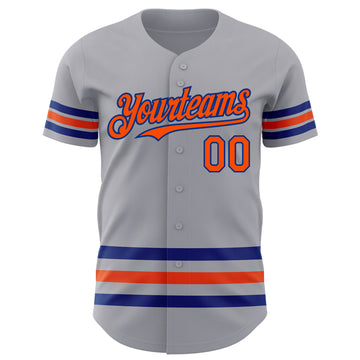 Custom Gray Orange-Royal Line Authentic Baseball Jersey