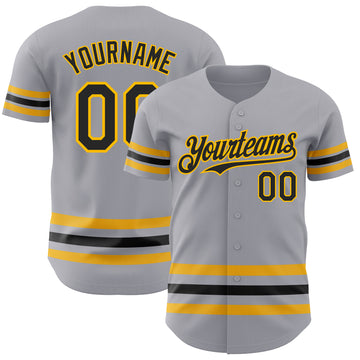 Custom Gray Black-Gold Line Authentic Baseball Jersey