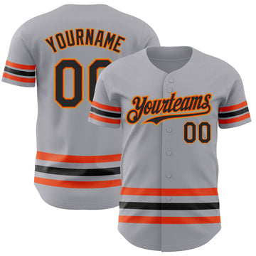 Custom Gray Black Orange-Old Gold Line Authentic Baseball Jersey