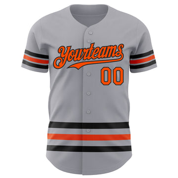 Custom Gray Orange-Black Line Authentic Baseball Jersey