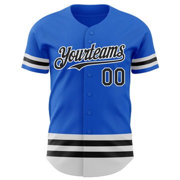 Custom Thunder Blue Black-White Line Authentic Baseball Jersey