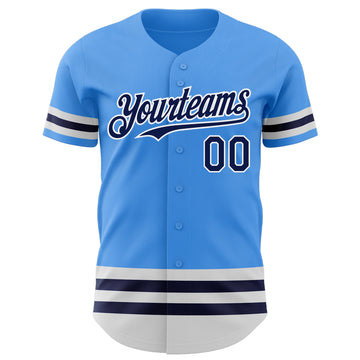 Custom Electric Blue Navy-White Line Authentic Baseball Jersey