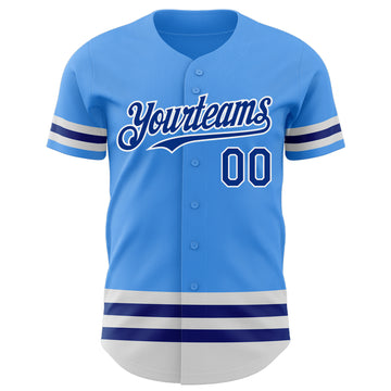 Custom Electric Blue Royal-White Line Authentic Baseball Jersey