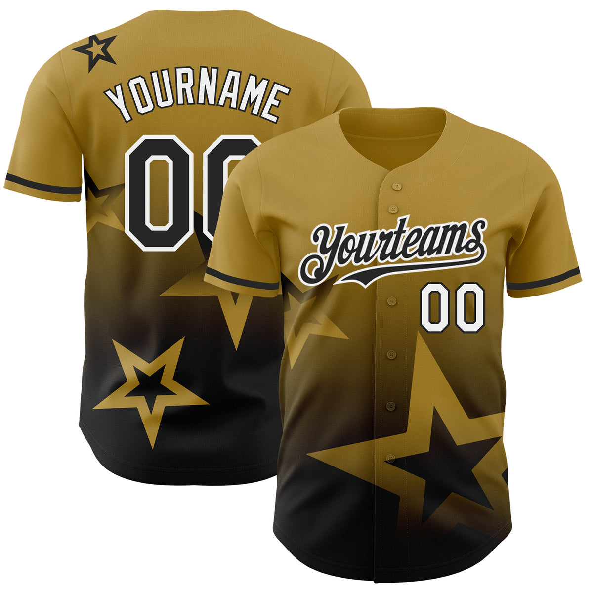 Custom Old Gold Black-White 3D Pattern Design Gradient Style Twinkle ...