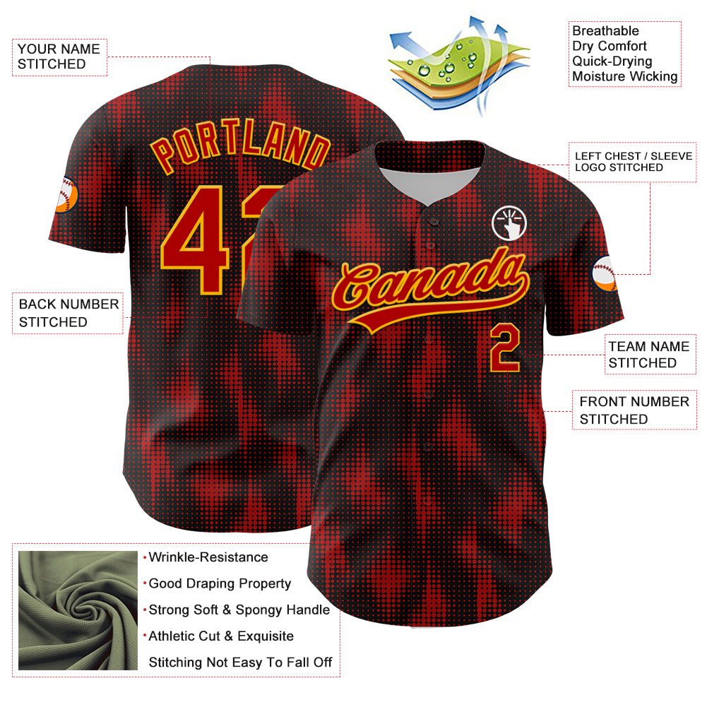 Custom Black Red-Gold 3D Pattern Design Halftone Dots Authentic ...