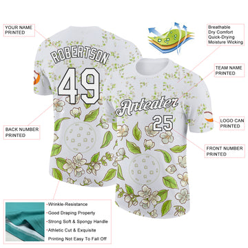 Custom White Black 3D Pickleball Balls Performance T-Shirt