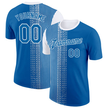 Custom Blue White 3D Pattern Design Finland Greece Sport Wear Performance T-Shirt