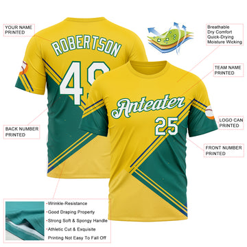 Custom Yellow White-Kelly Green 3D Pattern Design Brazil Jamaica Sport Wear Performance T-Shirt