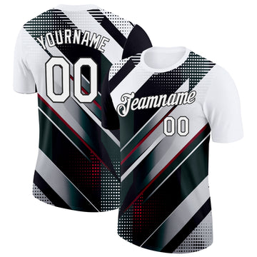 Custom White Black-Red 3D Pattern Design Gradient Sport Wear Performance T-Shirt