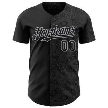 Custom Black Gray 3D Pattern Design Rave Party Ethnic Paisley Bandana Authentic Baseball Jersey