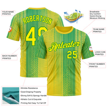 Custom Yellow Light Yellow-Grass Green 3D Pattern Design Brazil Africa Sport Wear Performance T-Shirt