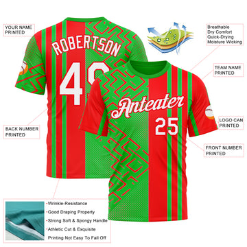 Custom Green White-Fire Red 3D Pattern Design Mexico Africa Sport Wear Performance T-Shirt