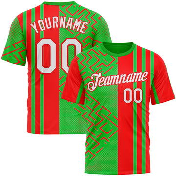 Custom Green White-Fire Red 3D Pattern Design Mexico Africa Sport Wear Performance T-Shirt
