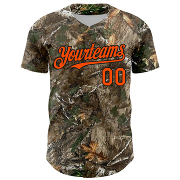 Custom Camo Orange-Black 3D Woodland Camo Authentic Salute To Service Authentic Baseball Jersey